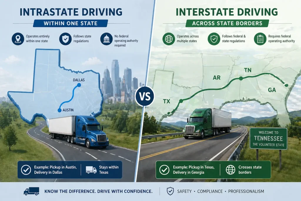 Intrastate vs interstate CDL driving comparison & How Old Do You Have to Be to Get a CDL