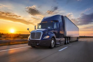 Student receiving hands-on Class A CDL truck driving instruction inside a commercial truck cabin