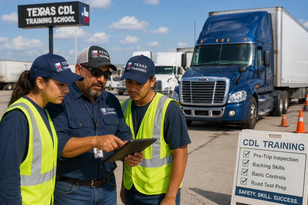 Comparison of Class A CDL semi-truck and Class B dump truck