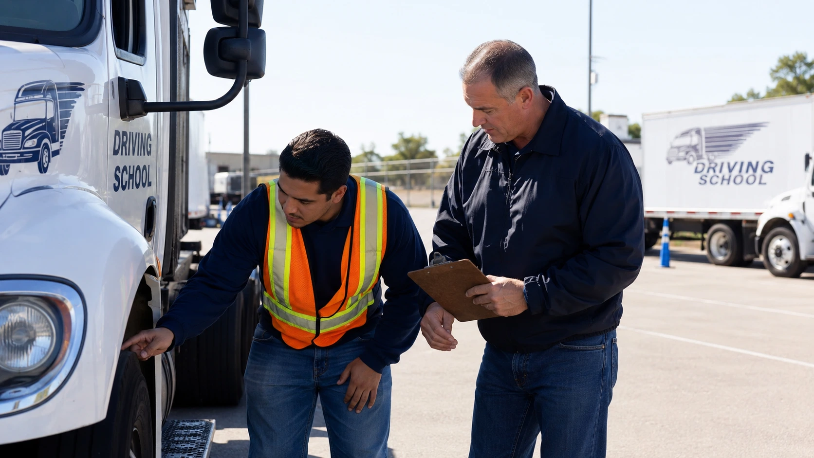 Class B CDL student receiving professional truck driver training before certification